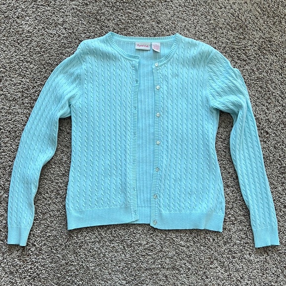 Crystal-Kobe sz M winter blue button-down cardigan sweater - Picture 1 of 3